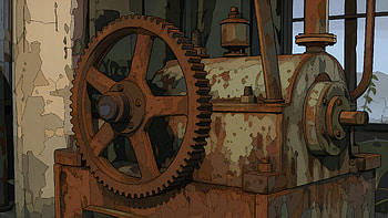 Rust & Gears — Industrial, Rusty Machinery, Engine, Factory HD wallpaper