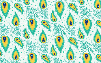Pattern, white, feather, paun, green, yellow, texture, peacock HD wallpaper