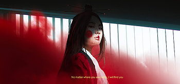 Assassin girl, thomas dubois, art, asian, red, face, luminos, girl, assassin, fantasy HD wallpaper