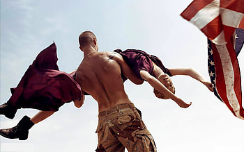 MAKE LOVE..NOT WAR!, not war, models, flag, make love, male, usa, female HD wallpaper
