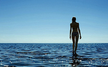 Girl at Sea, blue, oceans, abstract, graphy, female models HD wallpaper