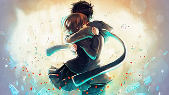 Cute Anime Couple Hug HD wallpaper
