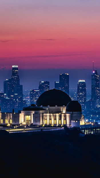 Griffith Observatory , Sunrise, Pink sky, Dawn HD phone wallpaper