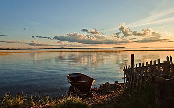 Nature, Lake, Fence, Evening, Boat, Wharf, Berth HD wallpaper