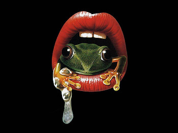 FROG MOUTH , green, red, lips, frog, little, mouth HD wallpaper