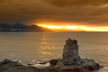 Gran Canaria, Sunset with Clouds, sea, clouds, rocks, sunset, ocean HD wallpaper