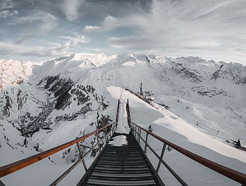 Nature, Mountains, Snow, Vertex, Top, Bridge, Mountain Range HD wallpaper