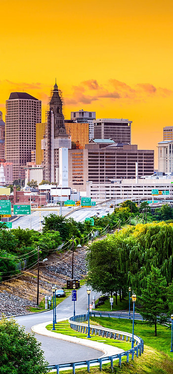 Hartford Skyline, Christmas in Connecticut, 11 back , Travels HD phone wallpaper