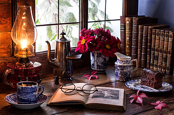 Still life, Flowers, Glasses, Books, Window, Cup HD wallpaper