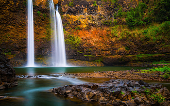 Waterfall, nature, water, forest HD wallpaper