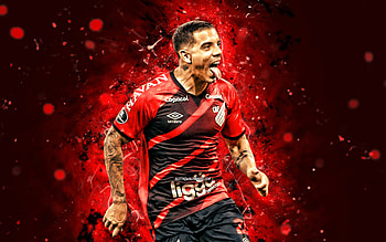 David Terans, , 2022, red neon lights, Club Athletico Paranaense, Uruguayan footballers, Serie A, Brazil, football, Athletico Paranaense FC, David Terans Athletico Paranaense, David Terans HD wallpaper