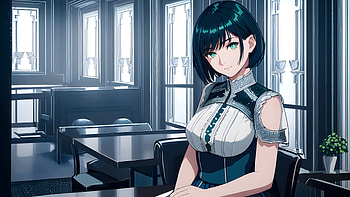 A girl in a restaurent, Anime, girl, anime girl HD wallpaper