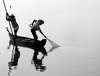 Fishing, boat, men, other, lake, woman HD wallpaper