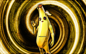 Peely, yellow grunge background, Fortnite, vortex, Fortnite characters, Peely Skin, Fortnite Battle Royale, Peely Fortnite HD wallpaper