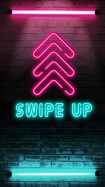 Swipe up, red, sayings, blue, neon, wall, lights HD phone wallpaper