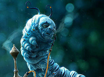 Blue Worm, blue, fantasy, art, worm, funny, creature, dark HD wallpaper