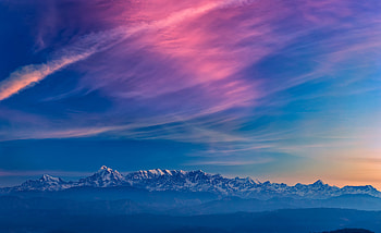 Landscape, Nature, Sunset, Mountains, Clouds, Fog HD wallpaper
