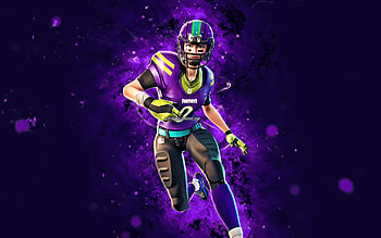 Interceptor, , violet neon lights, Fortnite Battle Royale, Fortnite characters, Interceptor Skin, Fortnite, Interceptor Fortnite HD wallpaper