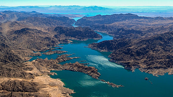 Lake Mead aerial, Hoover Dam, Water desk HD wallpaper