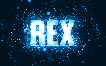 Happy Birtay Rex, , blue neon lights, Rex name, creative, Rex Happy Birtay, Rex Birtay, popular american male names, with Rex name, Rex HD wallpaper