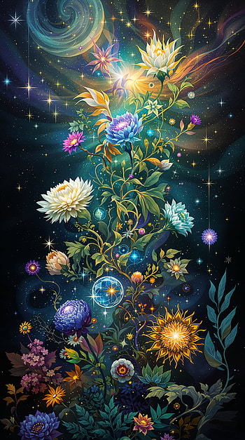 Cosmic Bloom — , flower, galaxy, plant HD phone wallpaper