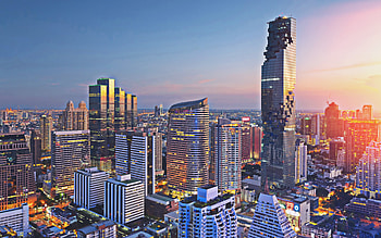 Bangkok, , sunset, Nonthaburi, skyscrapers, modern buldings, Asia HD wallpaper