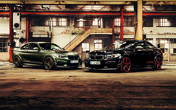 BMW M2, 2021, front view, exterior, BMW M240i, black sports coupe, green matte M2, ACL2S, German cars, BMW HD wallpaper