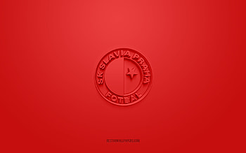 SK Slavia Prague, creative 3D logo, white background, Czech First League, 3d emblem, Czech football club, Prague, Czech Republic, 3d art, football, SK Slavia Prague 3d logo HD wallpaper
