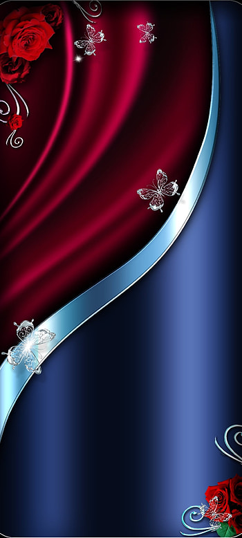 RedandBlueRoseMetal, red, Silver, magenta, Butterfly, Luxury, Metalink, Curve, Premium HD phone wallpaper