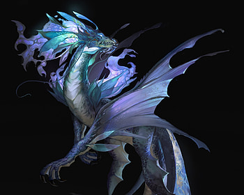 Dragon, zhen xu, wings, blue, black, art, fantasy HD wallpaper