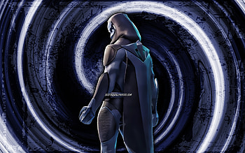 Molten Omen, blue grunge background, Fortnite, vortex, Fortnite characters, Molten Omen Skin, Fortnite Battle Royale, Molten Omen Fortnite HD wallpaper