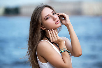 Long Hair Blue Eyes Girl Beauty , blue-eyes, girls, model HD wallpaper