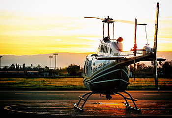 Sunset, Miscellanea, Miscellaneous, Helicopter, Aerodrome HD wallpaper
