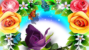 Summers Best, summer, butterflies, light, sparkle, garden, stars, flowers, spring, Firefox theme HD wallpaper