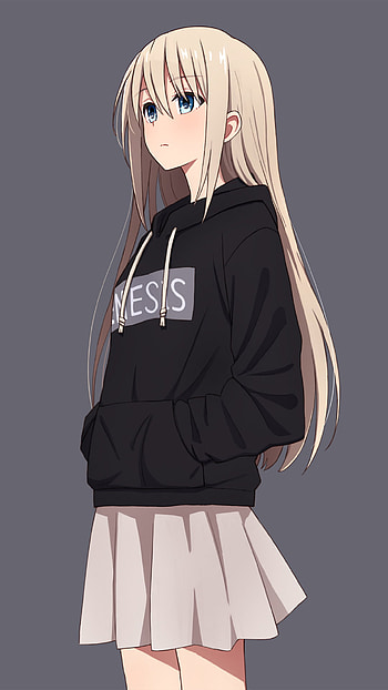 Azure Gaze: Long-Haired Blonde Anime Girl, blue eyes, blonde, long hair, skirt, Anime, girl, anime girl HD phone wallpaper