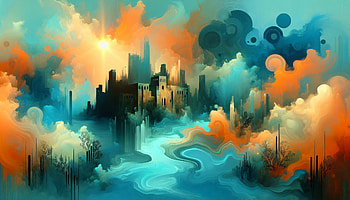 Enchanting Atlantis Sunset - Fantasy, atlantis, fantasy landscape, Abstract, colorful clouds HD wallpaper