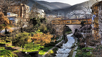 irgandi bridge in bursa turkey, river, gorge, town, bridge, park HD wallpaper