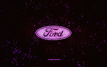 Ford glitter logo, , black background, Ford logo, pink glitter art, Ford, creative art, Ford pink glitter logo HD wallpaper