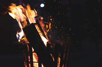 Fire, Bonfire, Dark, Sparks, Firewood, Angle, Corner HD wallpaper