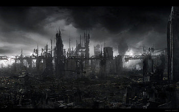Destroyed City Background. Post apocalyptic city, Post apocalyptic, Dark city, City Destruction HD wallpaper