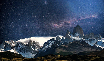 Night flight, night, landscape, beautiful, stars, mountain, light, nature, , universum, lovely HD wallpaper