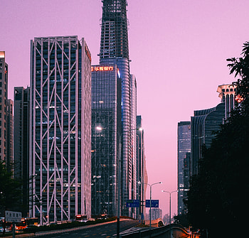 Cities, Architecture, Twilight, City, Building, Road, Dusk HD wallpaper