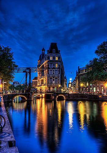 Cities, Building, Lights, Reflection, Night City, Bridge HD phone wallpaper