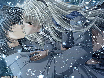 Lovers kiss, cute, beauty, snow, sexy, frost, hot, cold, lovers, beautiful, anime girl, boy, anime, love, blushing, kiss, blush, guy, ice HD wallpaper