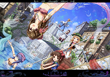 The Mermaid, river, boat, mermaid, cute, long hair, scenery, moon, scenic, short hair, water, cloud, female, sexy, sweet, scene, city, house, hot, girl, tail, anime girl, anime, fantasy, building, brown hair, bridge, sky HD wallpaper