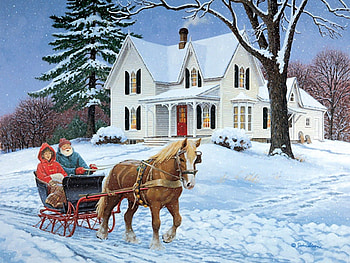 winter, artwork, snow, nature, paintings HD wallpaper