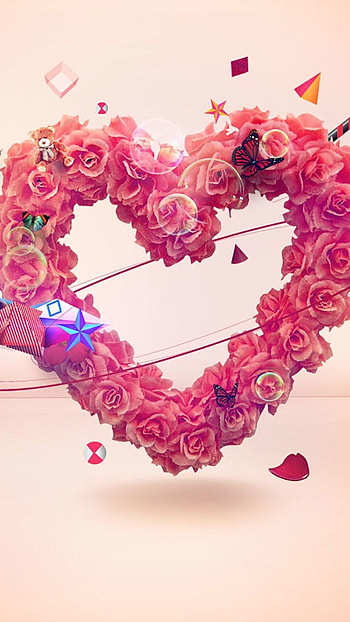 L Love You, Floral, Heart HD phone wallpaper