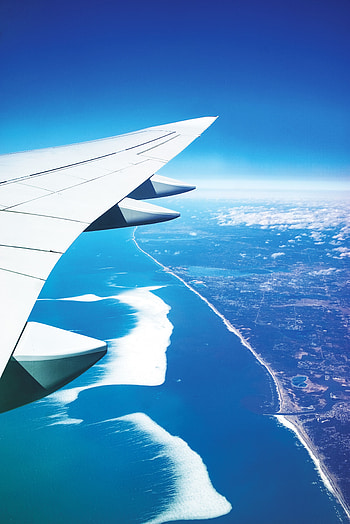Nature, City, View From Above, Ocean, Flight, Airplane Wing, Wing Of The Plane HD phone wallpaper
