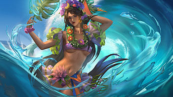 Fantasy girl, blue, summer, fantasy, chon d, girl, water, vara HD wallpaper
