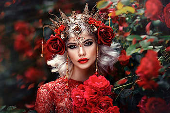 ღ, Roses, Blonde, Crown, Makeup HD wallpaper